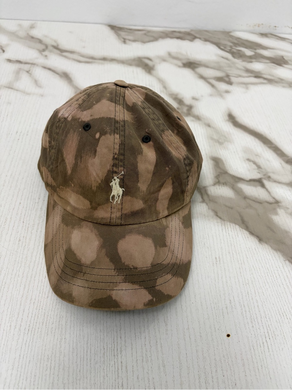 Polo Ralph Lauren Acid Wash Camo Dad Hat Cap Strapback Embroidered Pony Logo OSF